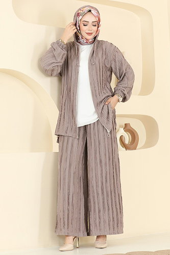 moda selvim Kapüşonlu Spor Şık 2 li Takım 0361BG354 Vizyon - Thumbnail