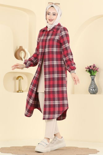 K.T.R. - Kare Desenli Ekose Tunik 3068KTR750 Mürdüm