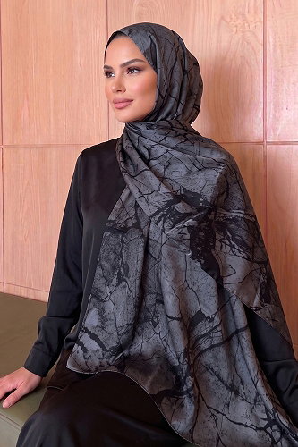 moda selvim Karma Desen Soft Şal 236AFV475 Antrasit - Thumbnail