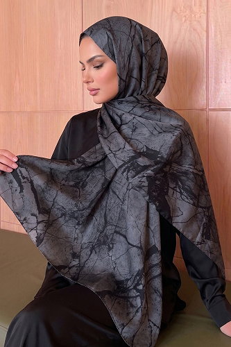 moda selvim Karma Desen Soft Şal 236AFV475 Antrasit - Thumbnail