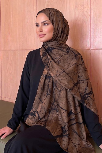 moda selvim Karma Desen Soft Şal 236AFV475 Kahve - Thumbnail