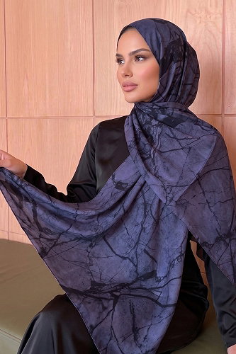 moda selvim Karma Desen Soft Şal 236AFV475 Koyu Lila - Thumbnail