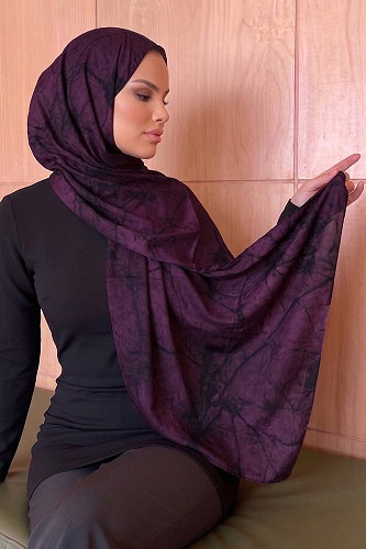 moda selvim Karma Desen Soft Şal 236AFV475 Mor - Thumbnail