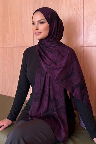 moda selvim Karma Desen Soft Şal 236AFV475 Mor - Thumbnail