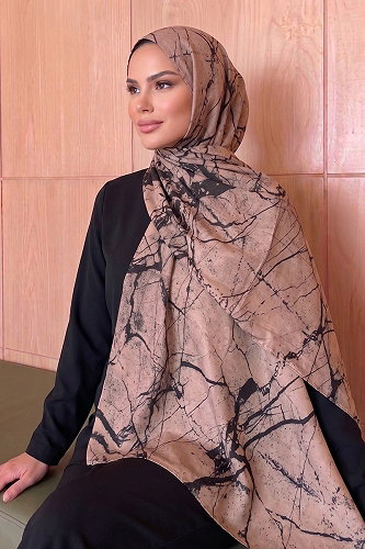 moda selvim Karma Desen Soft Şal 236AFV475 Pudra Vizyon - Thumbnail