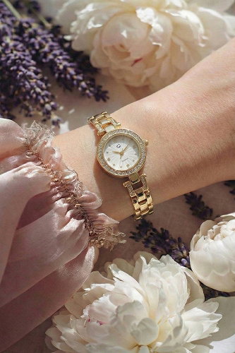 moda selvim Kasası Taşlı Kol Saati 8836CLSK1184 Gold - Thumbnail