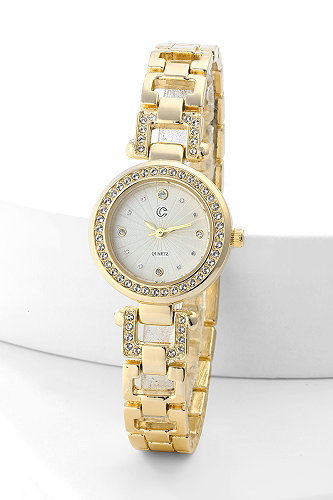 moda selvim Kasası Taşlı Kol Saati 8836CLSK1184 Gold - Thumbnail