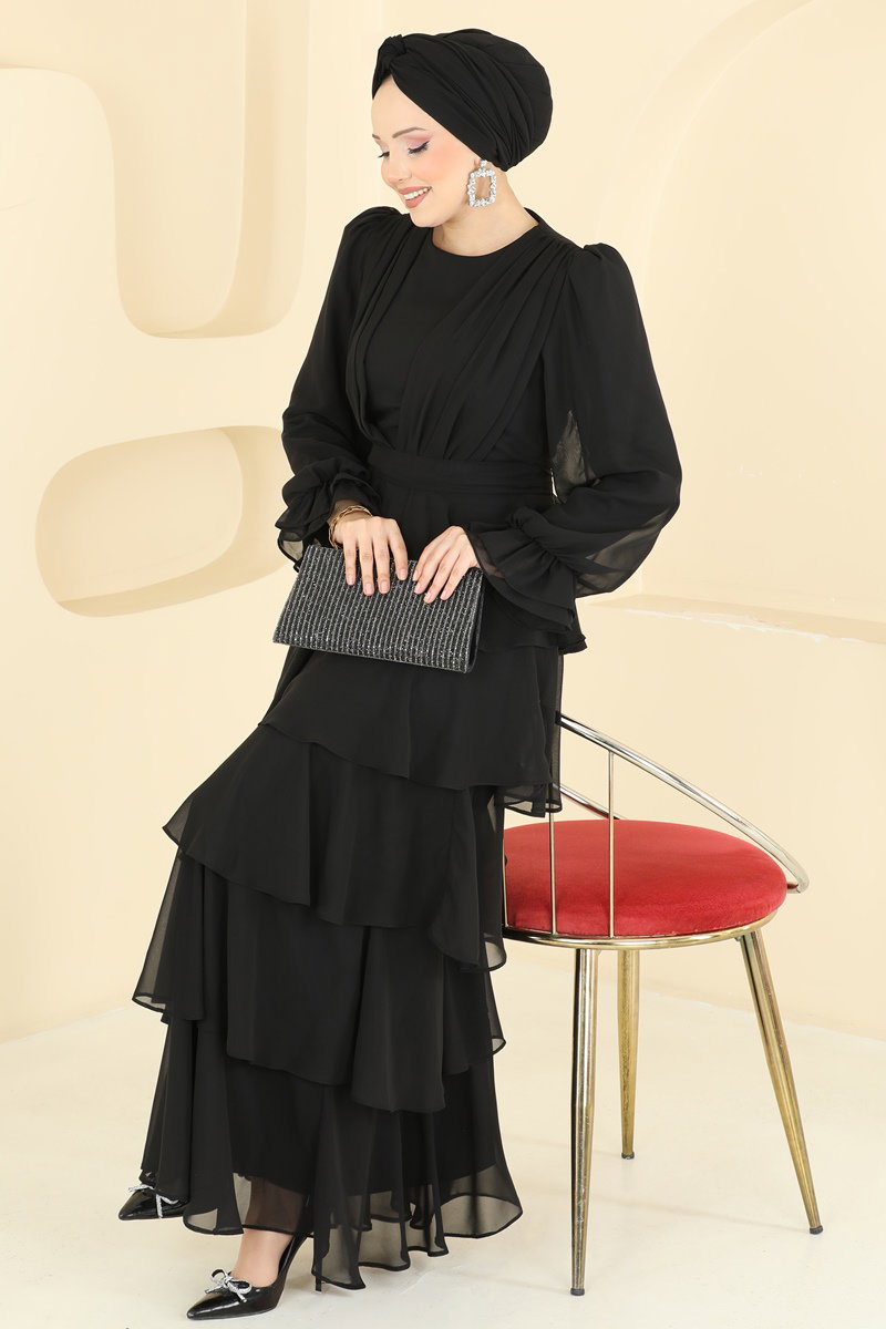 Kat Kat Şifon Abiye 5652DMNK1166 Siyah