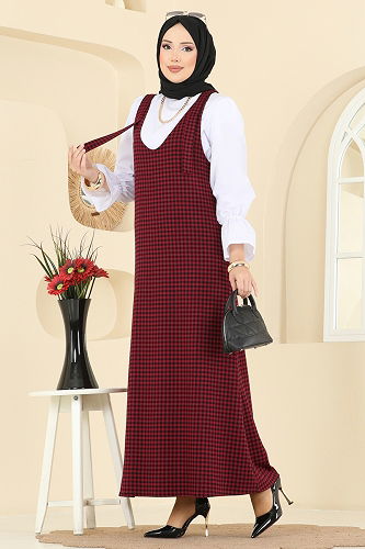 moda selvim Kazayağı Gömlekli Jile Takım 3067KTR750 Bordo - Thumbnail