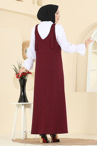 moda selvim Kazayağı Gömlekli Jile Takım 3067KTR750 Bordo - Thumbnail