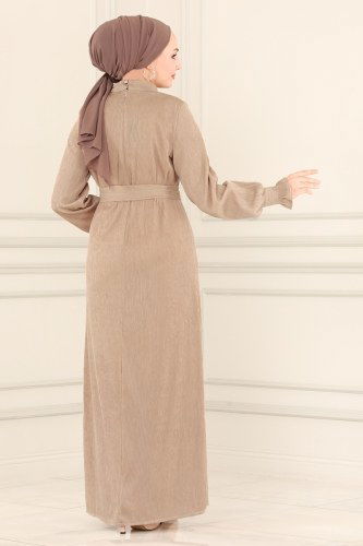 moda selvim Kemerli Tesettür Elbise 5157AL357 Vizyon - Thumbnail