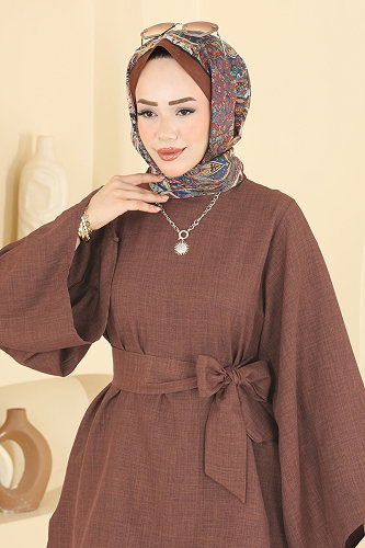 moda selvim Kemer Detaylı 2 li Takım 24048UKBK1160 Açık Kahve - Thumbnail