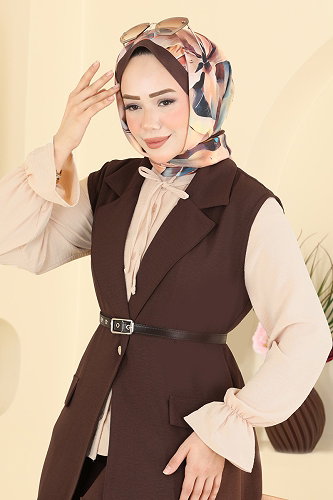 moda selvim Kemer Detaylı 3 lü Takım 2935SL432 Kahve - Thumbnail