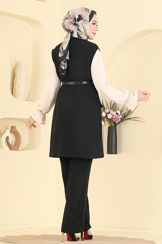 moda selvim Kemer Detaylı 3 lü Takım 2935SL432 Siyah - Thumbnail