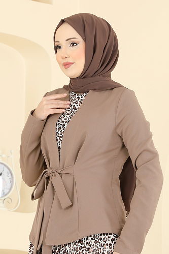 moda selvim Kemer Detaylı Desenli Takım 2820SL432 Vizyon - Thumbnail