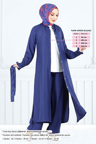 moda selvim Kemer Detaylı İkili Takım 809OZR1047-M Laci - Thumbnail