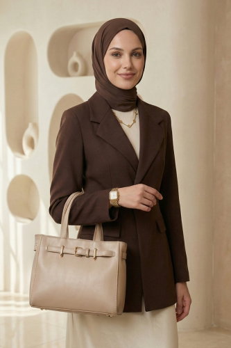 M.E.R.K. - Kemer Detaylı Kadın Çantası 110MERK1193 Bej