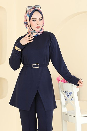 moda selvim Kemer Detaylı Kristal Takım 2798AYD574 Laci - Thumbnail