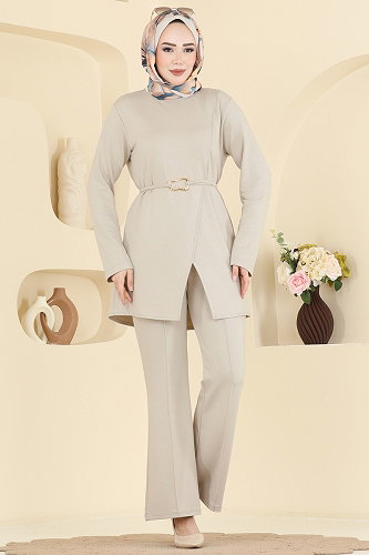 moda selvim Kemer Detaylı Kristal Takım 2798AYD574 Taş - Thumbnail
