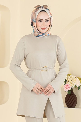 moda selvim Kemer Detaylı Kristal Takım 2798AYD574 Taş - Thumbnail