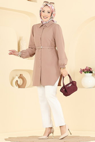 moda selvim Kemer Detaylı Şık Tunik 2902SLK540 Vizyon - Thumbnail