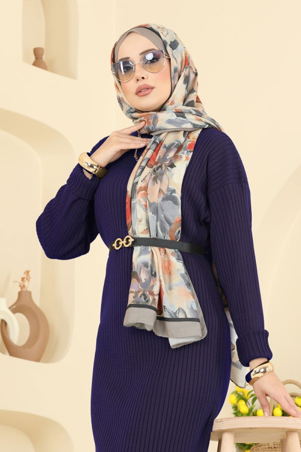 Modaselvim Elbise Kemer Detaylı Triko Elbise 2761AYD574 Laci