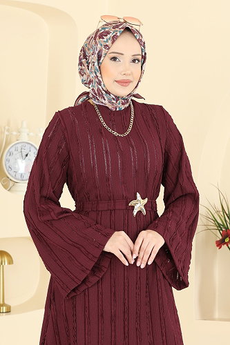 moda selvim Kemeri Aksesuarlı 2 li Takım 2612TPK1167 Bordo - Thumbnail