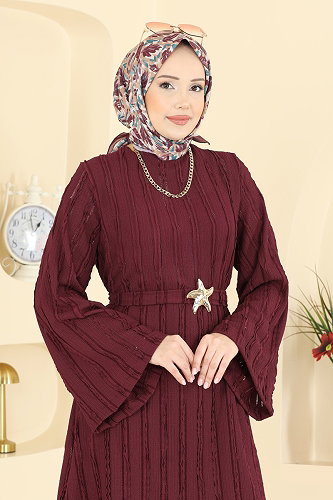 moda selvim Kemeri Aksesuarlı 2 li Takım 2612TPK1167 Bordo - Thumbnail