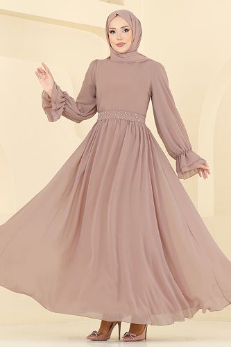 moda selvim Kemeri İnci Detaylı Abiye 5706EDF311 Vizyon - Thumbnail