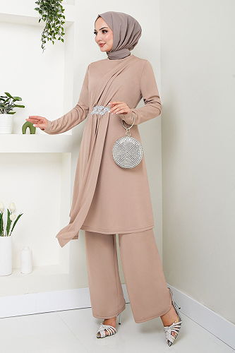 moda selvim Kemeri Taş Detaylı Takım 269DVL897 Vizyon - Thumbnail