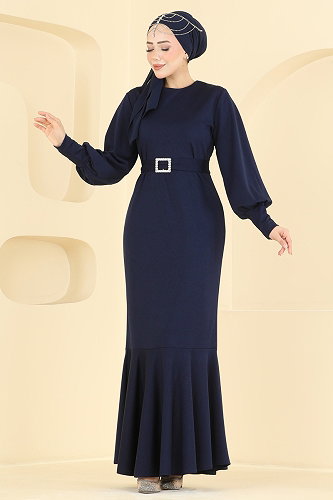 moda selvim Kemeri Toka Detaylı Abiye 0783LVA1173 Laci - Thumbnail