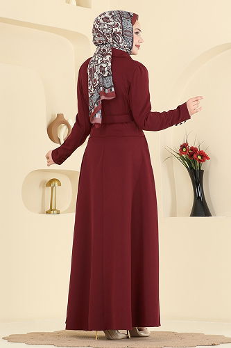 moda selvim Kemeri Tokalı Dabıl Takım 2816SL432 Bordo - Thumbnail