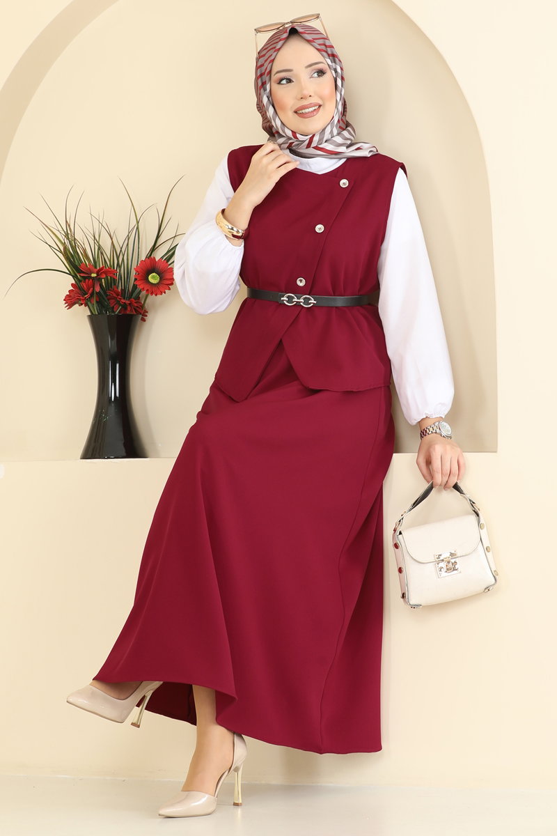 Kemeri Tokalı Etekli Takım 840MP806 Bordo