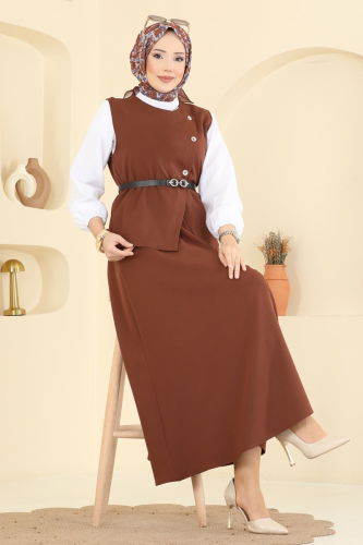 M.P. - Kemeri Tokalı Etekli Takım 840MP806 Kahve