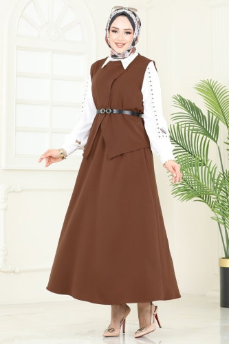 M.P. - Kemeri Tokalı Etekli Takım 840MP806 Kahve