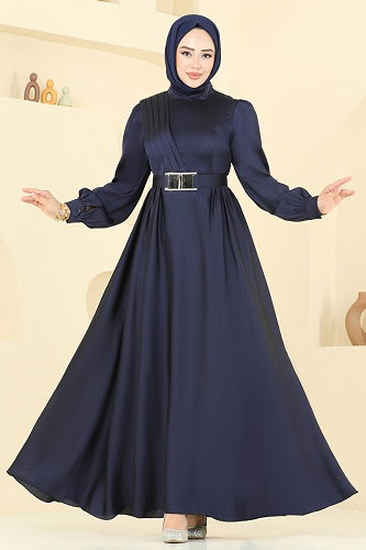 moda selvim Kemeri Tokalı Saten Abiye 5695EDF311 Laci - Thumbnail