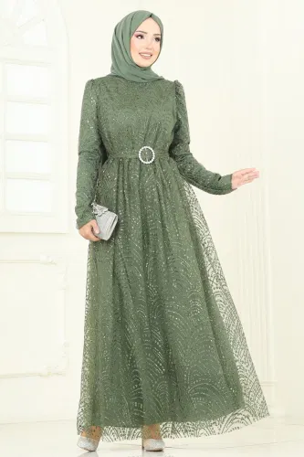 E.D.F. - Kemeri Tokalı Simli Abiye 5699EDF311 Haki