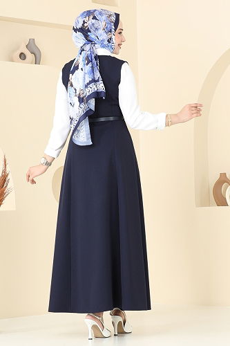 moda selvim Kemeri Tokalı Tesettür Jile 6208BSK463 Laci - Thumbnail