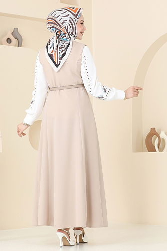 moda selvim Kemeri Tokalı Tesettür Jile 6208BSK463 Taş - Thumbnail