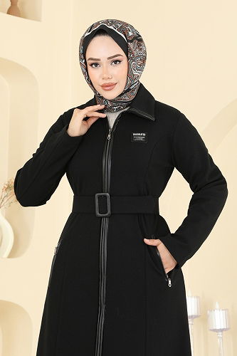 moda selvim Kemeri Tokalı Tivit Ferace 2731SL432 Siyah - Thumbnail