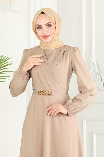 moda selvim Kemeri Zincirli Abiye Elbise 2646ASMK1074 Açık Vizyon - Thumbnail