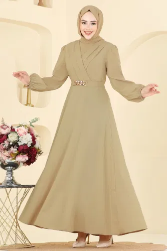 A.S.M.K. - Kemeri Zincirli Abiye Elbise 2646ASMK1074 Çağla