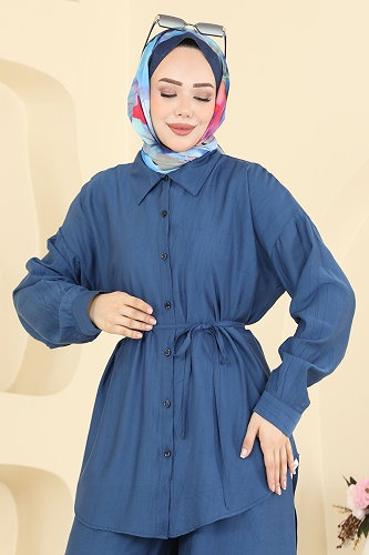 moda selvim Kemerli 2 li Takım 123NZRK1200 İndigo - Thumbnail