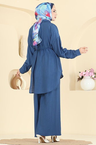 moda selvim Kemerli 2 li Takım 123NZRK1200 İndigo - Thumbnail