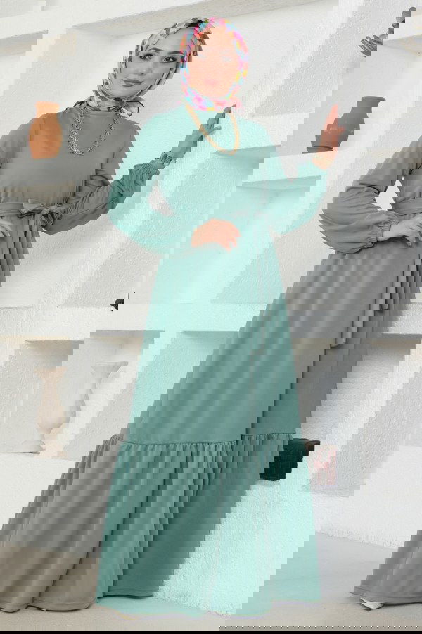 Modaselvim SEPETTE NET %20 + %10 İNDİRİM Kemerli Mira Elbise 217DVL817 Mint