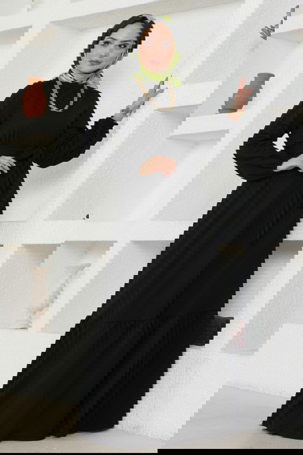 Modaselvim SEPETTE NET %20 + %10 İNDİRİM Kemerli Mira Elbise 217DVL817 Siyah