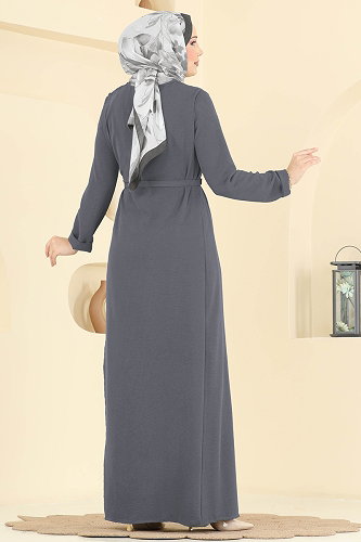 moda selvim Kemerli Önü Detaylı Tulum 2893SL432 Antrasit - Thumbnail