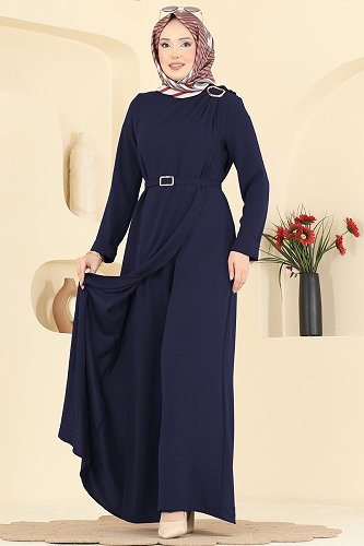 moda selvim Kemerli Önü Detaylı Tulum 2893SL432 Laci - Thumbnail