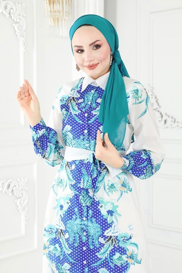 Kemerli Poplin Elbise 23119JNF844 Saks&Mint - 5