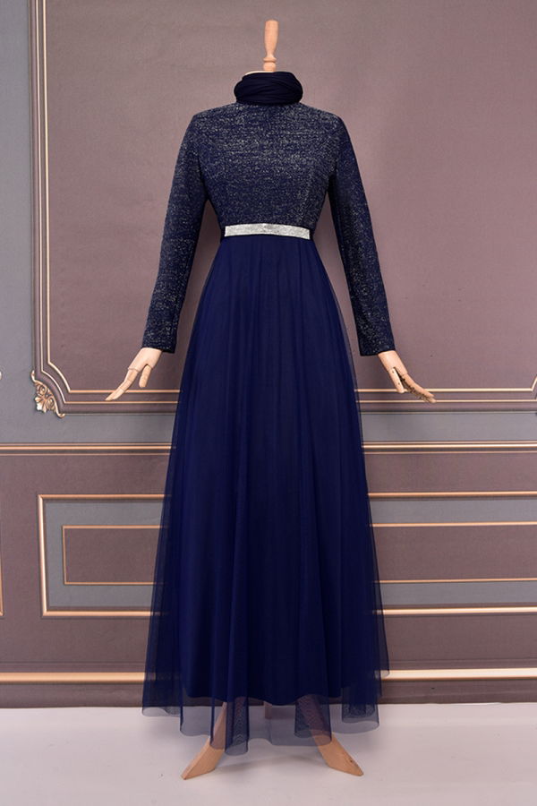 Modaselvim ABİYE Kemerli Simli Abiye EFY20040-M Laci